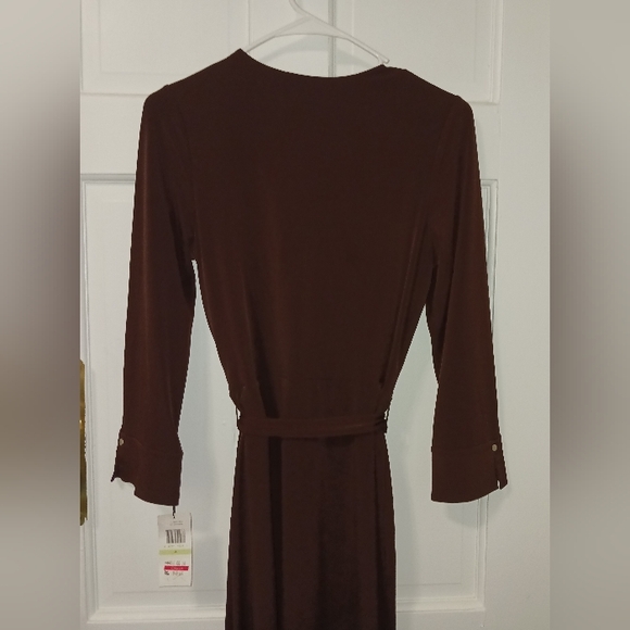 2008-10 CALVIN KLEIN Chocolate Faux Wrap Dress,  Sz 4 NWT - Picture 9 of 14